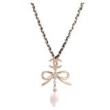 Chanel CC Leather PVC Gold Necklace