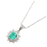 Emerald Diamond Necklace Platinum WG