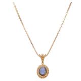Sapphire Diamond Necklace Yellow Gold