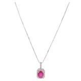 Ruby Diamond Necklace 18K White Gold