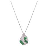 Jade Diamond Necklace 18K White Gold