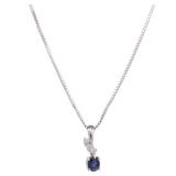 Sapphire Diamond Necklace White Gold