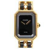 Chanel Premiere M Quartz Gold Plated Black