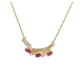 Ruby Diamond Necklace Yellow Gold