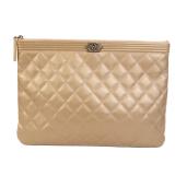 Chanel Boy Clutch Brown Gold