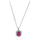 Ruby Diamond Necklace 18K White Gold