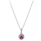 Ruby Diamond Necklace 18K White Gold