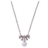 Pearl Diamond Necklace Silver