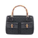 Gucci Bamboo GG Canvas Tote Black