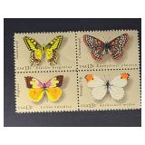 US Stamps 1977 13 Butterfly Issue Block