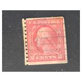 US Stamp 1912 2c Washington, Carmine Coil