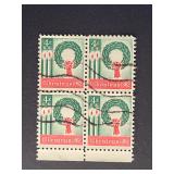 US Stamps 1962 4c Christmas Wreath & Candles Block