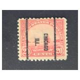 US Stamp 1923 20c Golden Gate Precancel Chicago Il