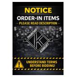 NOTICE - ORDER-IN ITEMS (PLEASE READ)