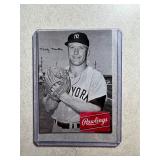 MICKEY MANTLE RAWLINGS BASEBALL CARD PRINTED AUT