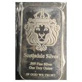 1 OZ. .999, SCOTTSDALE SILVER BAR