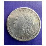 1882 Morgan Silver Dollar W/ Vintage Stamp