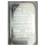 Vintage Johnson Matthey  .999 Silver Bar