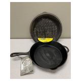 12 inch lodge cast iron skillet with lid (new)