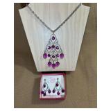 Judy-Lee Purple Chandelier Necklace w/ Earring set