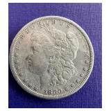 1880 Morgan Silver Dollar W/ Vintage Stamp