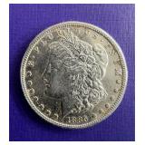 1885 Morgan Silver Dollar W/ Vintage Stamp