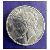 1922 Peace Silver Dollar W/ Vintage Stamp