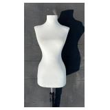 FEMALE TORSO MANNEQUIN ON WOODEN POST