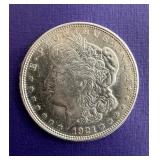 1921 Morgan Silver Dollar W/ Vintage Stamp
