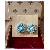 Judy-Lee Vintage Blue Cluster Clip-On Earrings (T2