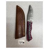 Damascus Fixed Blade w/ Leather Sheath