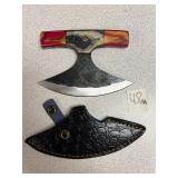 Damascus Ulu Knife w/ Leather Sheath