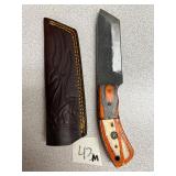 Damascus Fixed Blade Knife w/ Leather Sheath