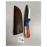 Damascus Fixed Blade Knife w/Leather Sheath