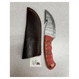Damascus Fixed Blade w/ Leather Sheath