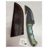 Damascus Fixed Blade w/ Leather Sheath