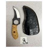 Damascus Karambit Knife w/ Leather Sheath