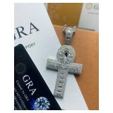 18k Diamond Cross Pendant W/ GRA Cert.