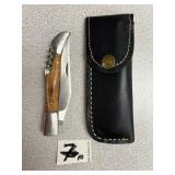 Pocket Knife w/ Corkscrew and Leather sheath