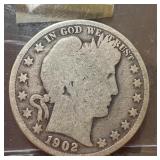 1902 Barber Silver Half Dollar