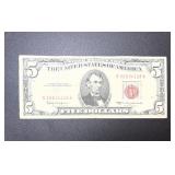 1963 5 Dollar Bill Red Seal Note A 32634116 A