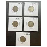 Lot(5) Liberty V Nickel