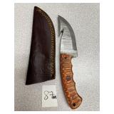 Damascus Fixed Blade w/ Leather Sheath