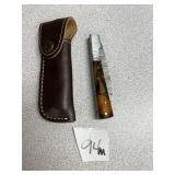 Damascus Pocket Knife w/ Leather Sheath