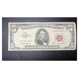 1963 5 Dollar Bill Red Seal Note A 29299950 A