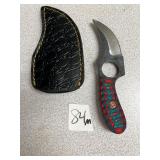 Damascus Karambit Knife w/ Leather Sheath