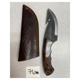 Damascus Fixed Blade w/ Leather Sheath