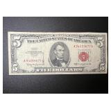 1963 5 Dollar Bill Red Seal Note A 54059677 A