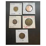 Lot (5) Foreign Coins - Finland, Ecuador, British,