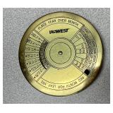 US West Brass 50 year Desk Calendar Paperweight
